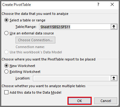 Create pivot table from data