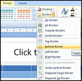 Apply Table Border in PowerPoint 2007