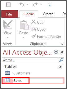 Rename a table in Access 2016