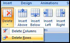 Delete Table Row in PowerPoint 2007