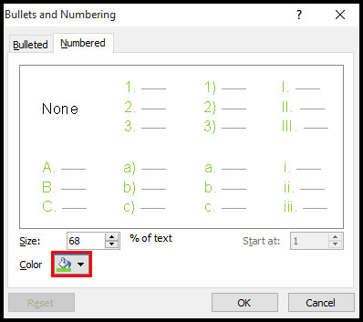 Change Numbering Color in PowerPoint 2007