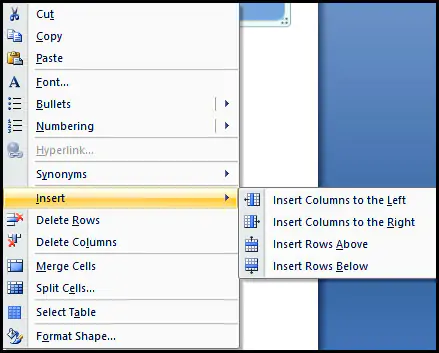 Another Method for insert or delete row and column in PowerPoint 2007