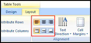 Change Table Text Alignment in PowerPoint 2007