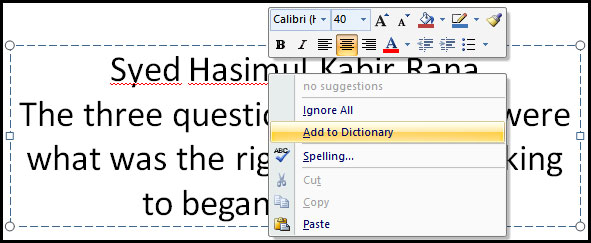 Add Word in Computer Dictionary in PowerPoint 2007
