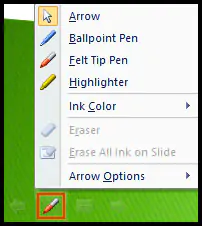 Pen icon in slide menu in PowerPoint 2007