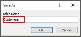 Save Table in Access 2016