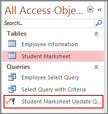 Run Update Query from Navigation Pane in Access 2016