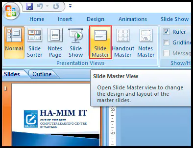 Introduction of using master slide in PowerPoint 2007