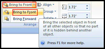 Arrange Object Bring to Front in PowerPoint 2007