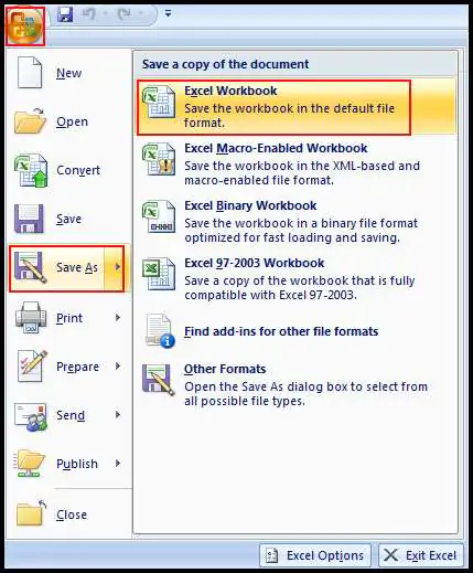 Exit from compatibility mode in Excel 2007