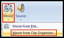 Insert Movie from clip organizer PowerPoint 2007