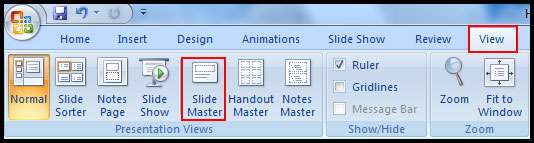 Select Slide Master for action button in PowerPoint 2007