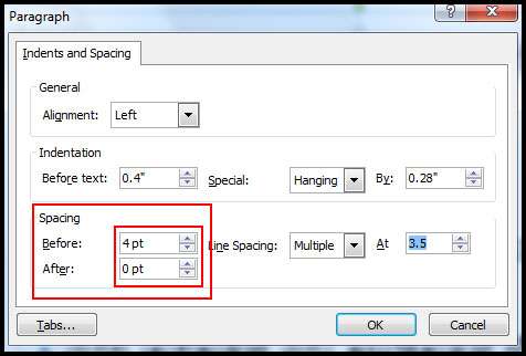 Space between line and paragraph in PowerPoint 2007