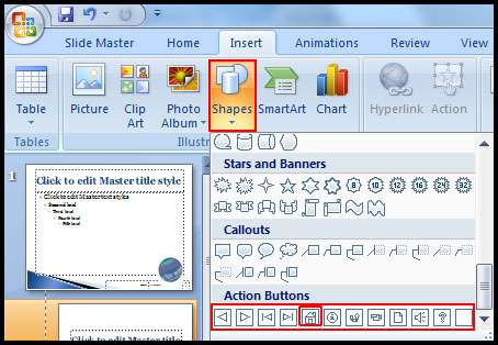 Select Action Button in PowerPoint 2007