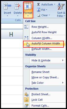 Auto Fit column width in Excel 2007