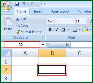 Show cell address in Name Box in Excel 2007