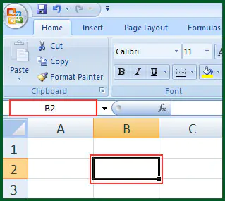 Show cell address in Name Box in Excel 2007