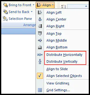 Distribute Object in PowerPoint 2007