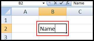 Insert Text or Number in Excel 2007