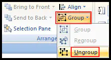 Ungroup object in PowerPoint 2007