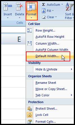 Change default width in Excel 2007