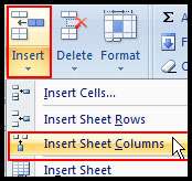 Insert Column in Excel 2007