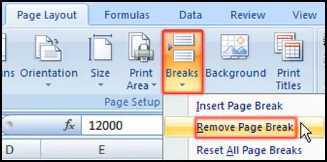 Remove Page Break in Excel 2007