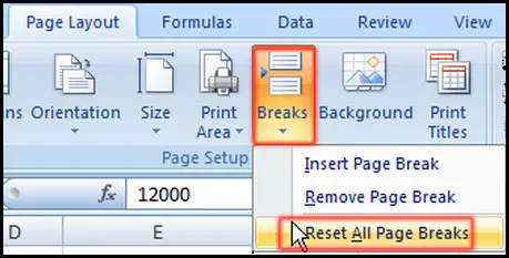 Reset All Page Breaks in Excel 2007