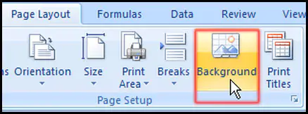 Select Background for worksheet in Excel 2007