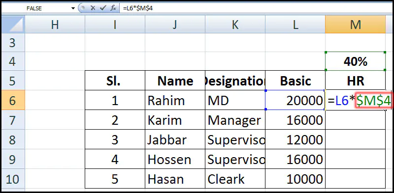 Absolute Reference in Excel 2007