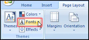 Change font from themes in Excel 2007