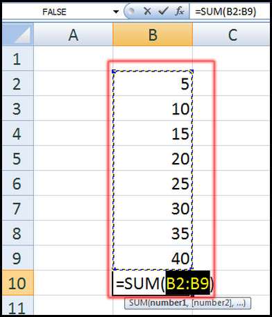 Using AutoSum Function in Excel 2007