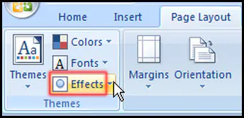 Change Effect from Theme Group in Excel 2007