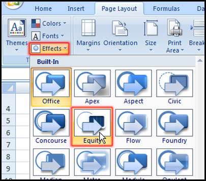 Change Effect from Theme Group in Excel 2007