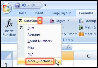 How to using Functions in Excel 2007