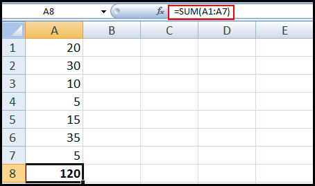 using sum function in Excel