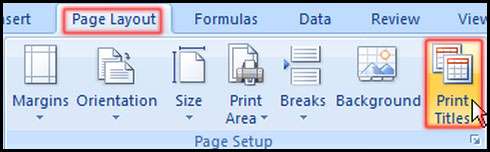 Select row for printing every page in Excel 2007