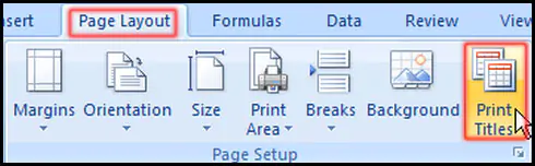 Select row for printing every page in Excel 2007