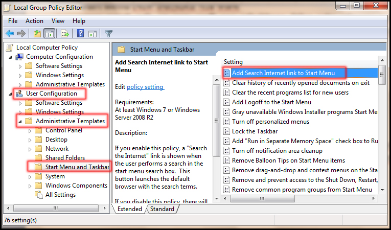 Change Local Group Policy Editor in Windows 7