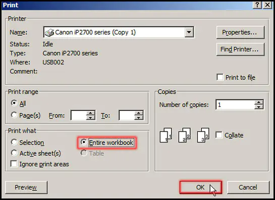 Print full workbook in Excel 2007