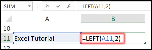 Using Left Function with example in Excel