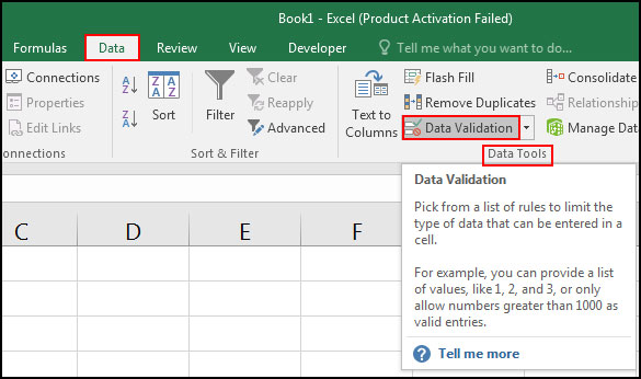 Create Data Validation Rule in Excel