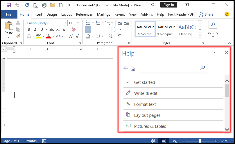 How to use F1 Keyboard Feature in MS Word 2016