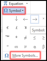 Insert Symbol from more in MS Word 2016 in Bangla