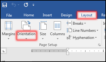 Change Page Orientation in MS Word 2016