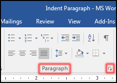 Left Indent in MS Word 2016
