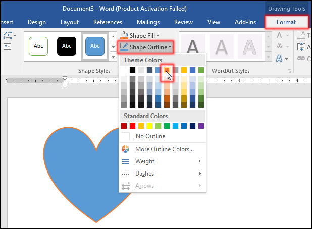 Change Shape Outline Color in MS Word 2016 Bangla Tutorial