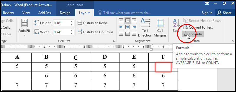 Select Formula For Add in MS Word 2016 Bangla Tutorial