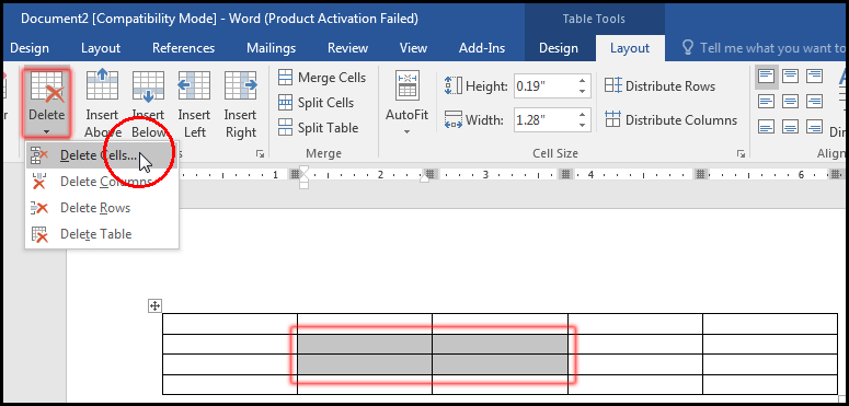 Delete Table Cell in MS Word 2016 Bangla Tutorial
