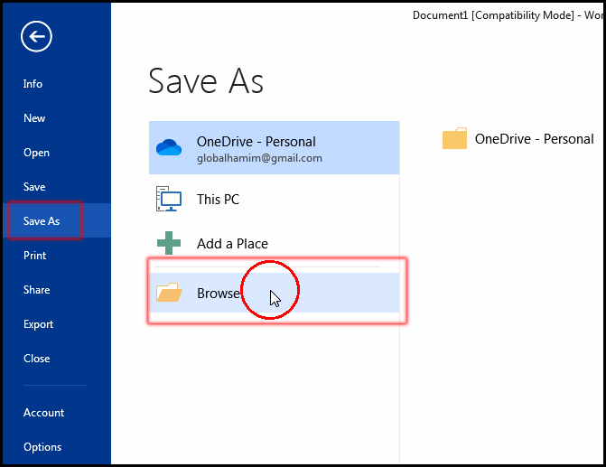 Select File Destination for Save Template File in MS Word 2016 Bangla Tutorial